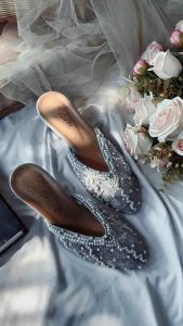 Rattu Boutique - Heels 7cm Kaca Ashanty series Abu / Wedding shoes / Sepatu Pengantin