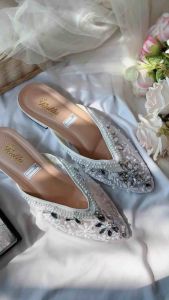 Termurah!! Heels 3cm Tahu Marwah putih payet mewah / sepatu pengantin / Seserahan