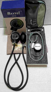 Baxtel APG BLACK Ring Aneriod Sphygmomanometer With GRAY Deluxe Stethoscope