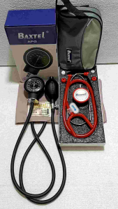 Baxtel APG Black Aneroid BP With Red Deluxe Stethoscope
