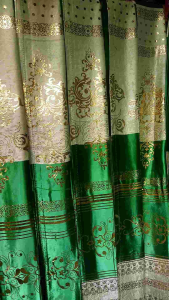 Gorden Jendela/Korden Ruang Tamu Gordeng Pintu Kamar Kain Blackout Griter Bunga Print Emas Semokring