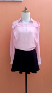 atasan kemeja wanita sifon pink M cewek lengan panjang cute kerja kuliah
