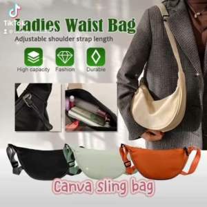 Fashion Women Korea Canvas Plain Color Messenger Bag Casual Ladies Chest Bag Crossbody Zipper Waterproof Lady Bag