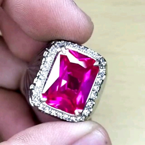 Cincin Batu Akik Merah Siam Rose Bangkok Top Kristal Super Mewah