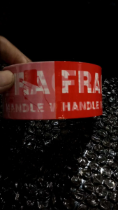 Lakban Fragile Video Unboxing 100 YARD 45 mm BC Takumi Tape Merah Putih lakban fragile paket perekat paketan online shop