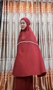 (Pre-Order) Telekung Cotton Sulam Lace Akasia Crystal material sejuk (set telekung dan kain)