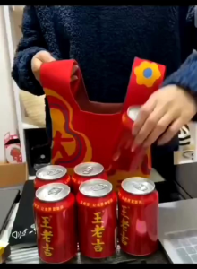 OHHDEER New Year Red Knitted Tote Bag Lucky Red Happy New Year Knitting Bag Casual Gift Tote Bag