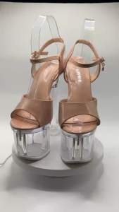 Elegant Pageant Glass Heels 7inches nude and black color 35-40 sizes