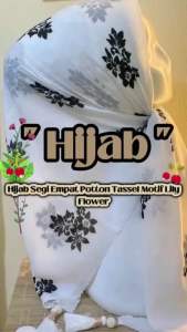 Hijab Segi Empat Potton Star Tassel Motif Melati