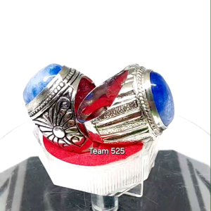 Cincin Giok Biru Blue Kristal Tembus Plong Cina Burma Asli Pria Wanita Dim 18x13
