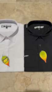 KEMEJA PRIA GREENFALO - KEMEJA POLOS LENGAN PANJANG PRIA WARNA PUTIH / HITAM