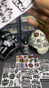 STIKER BAND METAL  ISI 15PCS - ANTI AIR[ VOL 15 ] - STIKER HITAM PUTIH HELM LAPTOP CASE HP