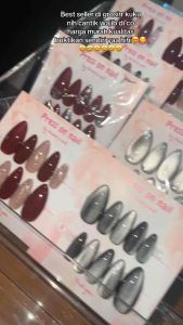 Press on nail cat eye ruby maron handmade 100% buatan tangan