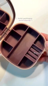 Tempat Perhiasan Kotak Perhiasan Cermin Jewerly Box Kotak Penyimpanan Kosmetik Travel Portable Serbaguna