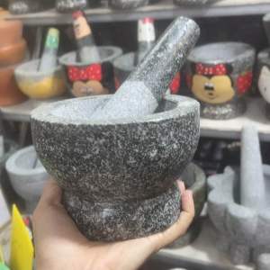 ครกหินแท้ทรงเตี้ย4/4.5/5/5.5/6/6.5/7/7.5/8นื้ว พร้อมสาก ปลอดเชื้อรา