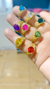 แหวนทองเหลืองแท้หัวพลอย4 ก้านหนามเตยสวยๆสามารถสวมใสได้ทุกโอกาส