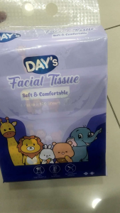 DAYs Facial Tissue Soft & Comfortable 4 Packs 120 Sheets. Cartoon animal design. Suitable for daily use.