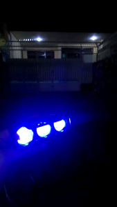 Lampu Tembak SQL 3 Mata Mini X-Case Putih - Putih Devil Senja Biru Dan Merah - Fooglamp SQL 3Mata Mini X-Case Senja Biru dan Merah