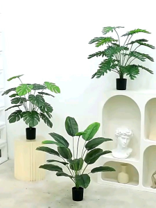 DAUN MONSTERA CABANG x18 BESAR PANJANG 50 CM TANPA POT /TANAMAN HIAS ARTIFISIAL BUNGA PALSU DAUN PLASTIK / DEKORASI RUAN