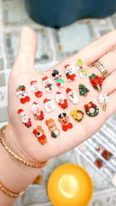 Phụ kiện trang trí móng charm bột nail Noel mẫu ông già Noel dễ thương