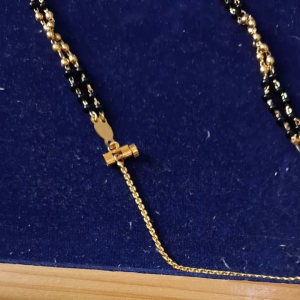 Indian Thali Chain with Black Beads - Adjustable Length with Extension