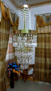 LAMPU KRISTAL MAHKOTA J1 KUNING/LAMPU GANTUNG/LAMPU DEKORASI