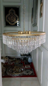 Lampu kristal gantung jumbo size (60×70) +4piting - dekorasi