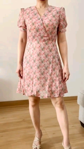 ●ECLAIRE● 043 Dress Mini Sifon Lengan Pendek Shortsleeves Motif Flower Floral Bunga Korea Kasual Casual Feminim Mode Modis Imut Manis Cantik Import Naeyona