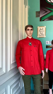 Merah Cabe Kemeja couple ayah dan anak lengan panjang bahan cigaret kemeja pria dewasa dan anak