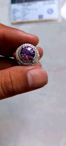 Cincin Desain Elegan Dengan Batu Amethys & Kecubung Ungu