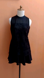 atasan wanita brokat sifon hitam MAJE cewek M L blouse kutung MEWAH cute