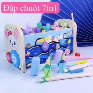 Đập chuột gỗ 7in1 có nhạc kèm bắt sâu câu cá tìm đường xem giờ. Đồ chơi thông minh cho bé phát triển trí tuệ