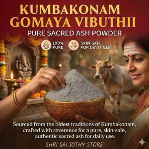 Kumbakonam Pure Gomaya Vibuthi Powder [100% Natural Cow Dung Ash] Sacred Havan Bhasma for Pooja & Meditation - Skin Safe
