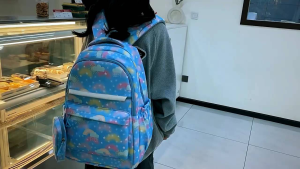 childrens backpacks with rainbow and star patterns. Matching pencil cases. Suitable for primary school use.