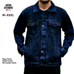 Jaket Jeans Pria Terbaru Motif Snow Sandwash