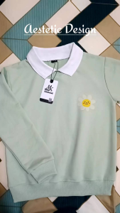 Mikaboga Baju Atasan Sweater Model Kerah Anak Remaja Tanggung Motif Bunga Perempuan Cewek Tangan Panjang Premium Terbaru Kekinian Usia 4-14 Tahun