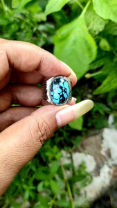 Cincin batu pirus mesir urat hitam ceplok kuro blue fancy / pirus biru / persia / hubai cincin pria