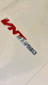 Emblem Belakang VNT TURBO Emboss Merah Chrome Mobil Universal
