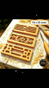 Kepingan Loster Jati 10x25 cm Ormanen Tempel Aneka Motif