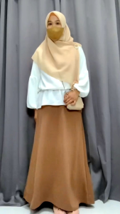 Rok panjang payung skirt scuba premium model joda hitam dan putih formal untuk kerja