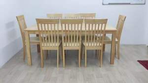 ️️EWJ C4108 PVC Seat Florence natural + DT 900x1800 natural Dining Set 8 Seater Set meja Makan Cantik Murah Moden