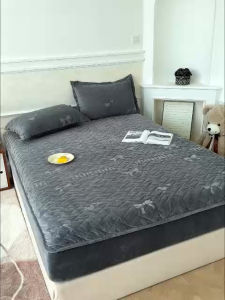 Bộ Ga Gối Nỉ Nhung Min Min Thiết Kế Hoạ Tiết Vẫn Chìm Nơ Có Thể Bọc Đệm Lên Đến 30cm