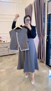 SIGNADILA | Amariz Oneset Kerja Wanita / Formal Setelan Kerja 3in1 Rok Inner dan Vest LD 102 cm