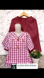 Oneset Stelan Baju Jumbo Celana Denim