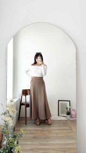 Sinde - Rok Audy Skirt Korean Loose Maxi Skirt Rok Wanita Anti Kusut Polyester Rok Flare Wanita Basic Polos Maxi Skirt Rok Panjang Wanita Payung Jumbo