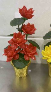 Chậu hoa pha lê-hoa sen cao 25cm