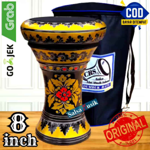 Dumbuk Batu Atau Darbuka Kayu 8 inch Hitam Gold Power Beat Hitam