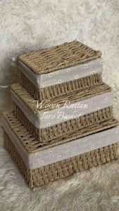 <READY STOCK> 3in1 Woven Storage Basket with Lid | Bakul Simpanan Serbaguna | Fabric Storage Basket | Home Organizer