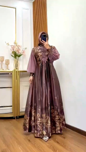 Gamis Lesa Set Premium Ori – Baju Muslim Wanita Elegan Lionel Richi Royal Twish + Jilbab | Gamis Pesta Terbaru 2025