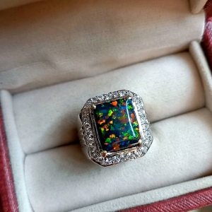 Cincin Batu Black Opal Super Jarong Istimewah